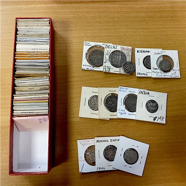 INDIA: LOT of 30 silver and 32 copper coins