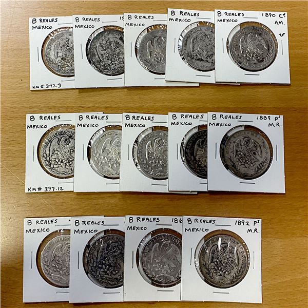 CHINESE CHOPMARKS: MEXICO: LOT of 14 coins