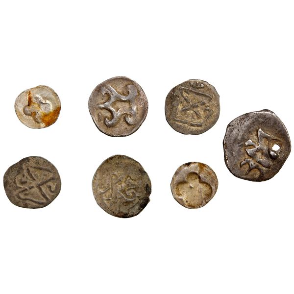 THATON: LOT of 7 tiny silver coins