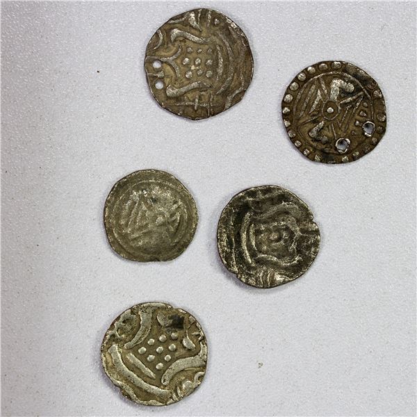 BURMESE KINGDOMS: LOT of 5 silver quarter units