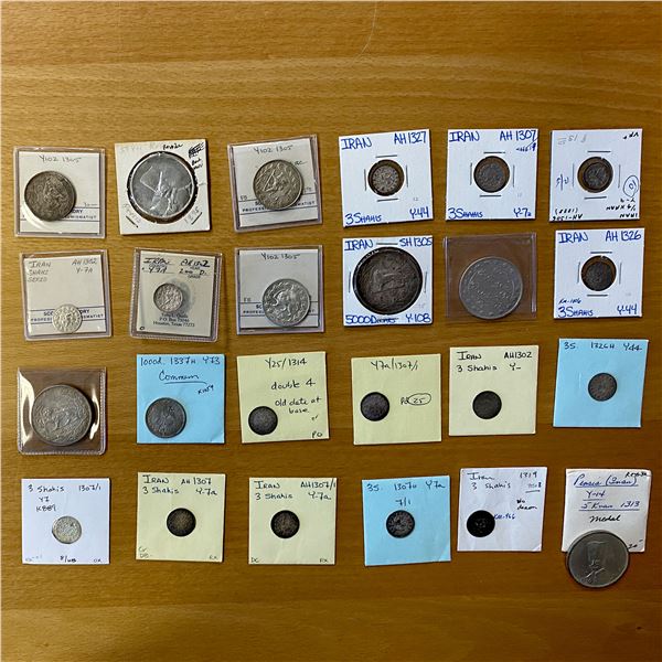 IRAN: LOT of 24 silver coins