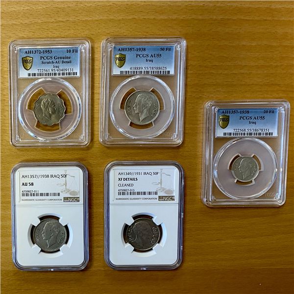 IRAQ: LOT of 5 certified coins