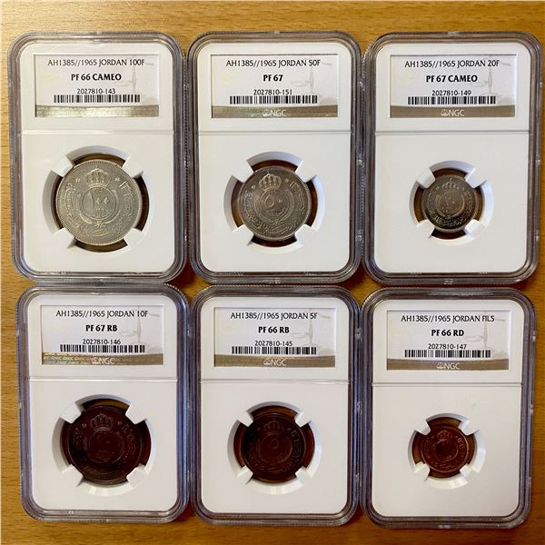 JORDAN: PROOF SET of 6 encapsulated coins