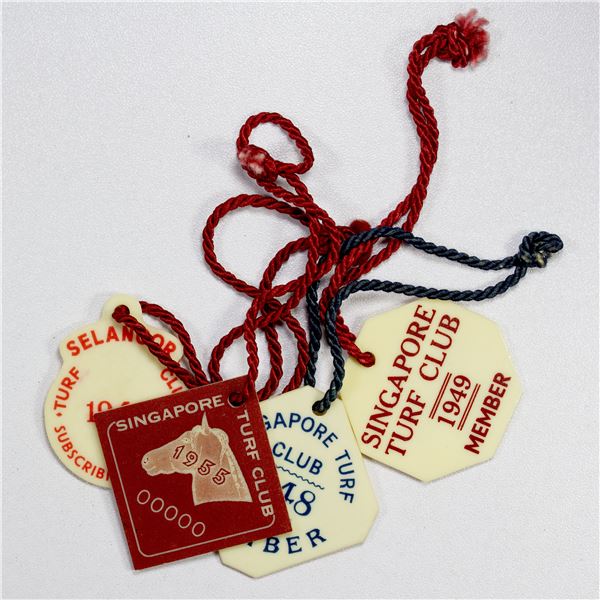 MALAYA AND SINGAPORE: LOT of 4 turf club badges