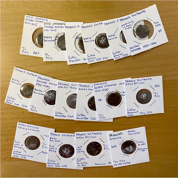 PAHANG: LOT of 16 tin pitis of the early sultans