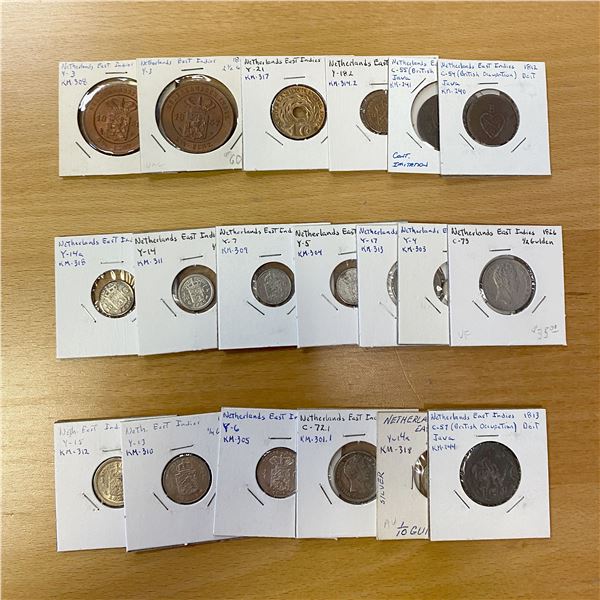 NETHERLANDS EAST INDIES: LOT of 19 coins