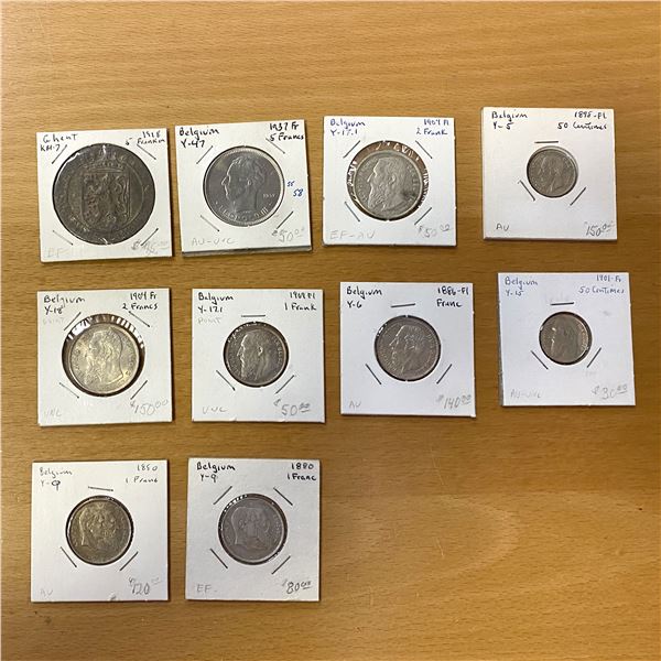 BELGIUM: LOT of 10 coins