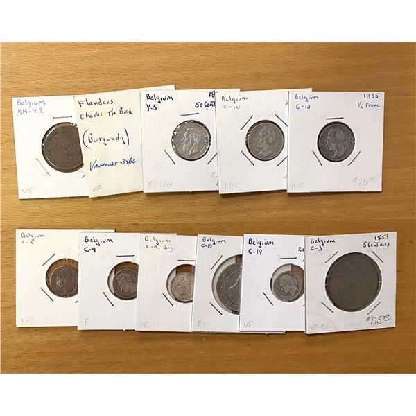 BELGIUM: LOT of 11 coins