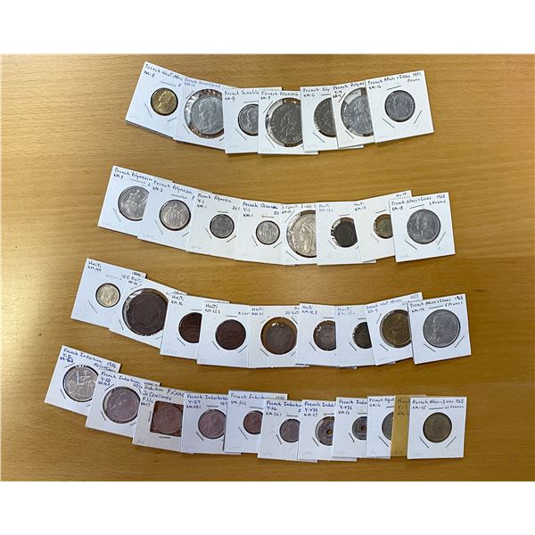 FRENCH COLONIAL AND RELATED: LOT of 35 coins