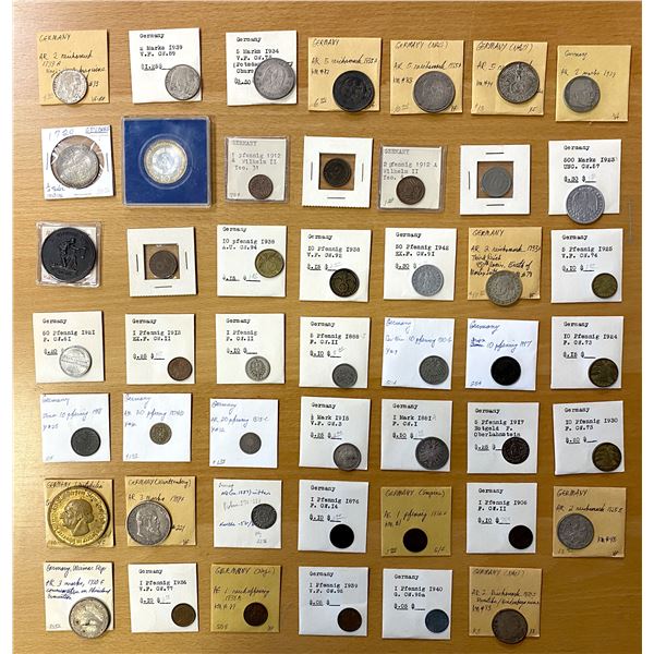 GERMANY: LOT of 48 coins and exonumia items