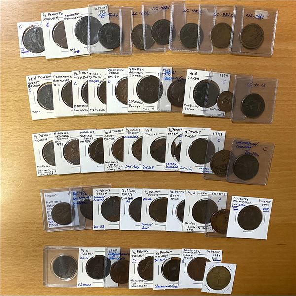 GREAT BRITAIN AND WORLDWIDE: LOT of 45 Conder and worldwide tokens