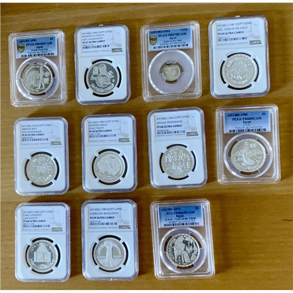 EGYPT: LOT of 11 proof silver commemoratives