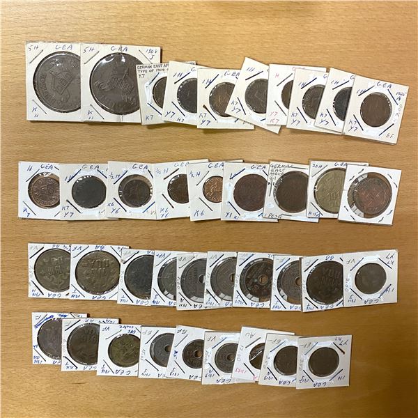 GERMAN EAST AFRICA: LOT of 38 base-metal minors