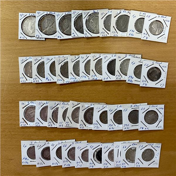 SOUTHERN RHODESIA: LOT of 40 silver coins