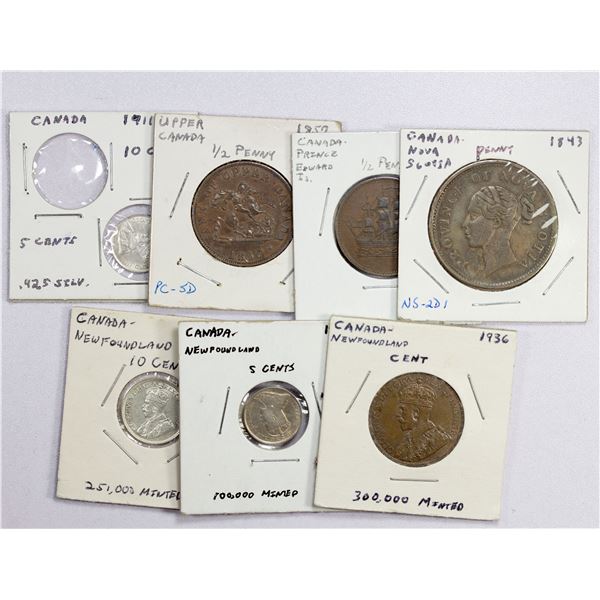 CANADA: LOT of 7 diverse coins and tokens