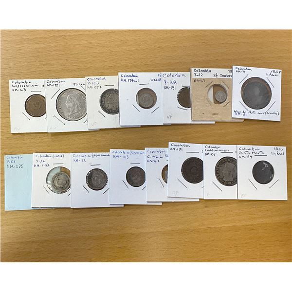 COLOMBIA: LOT of 15 coins