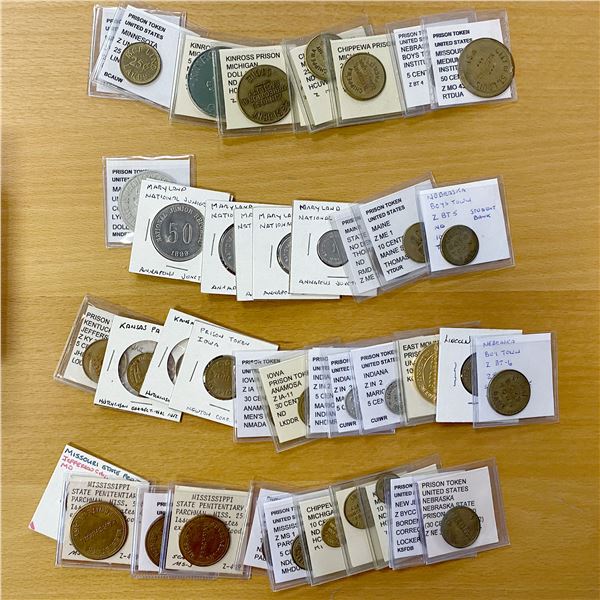 EASTERN UNITED STATES: LOT of 42 prison tokens