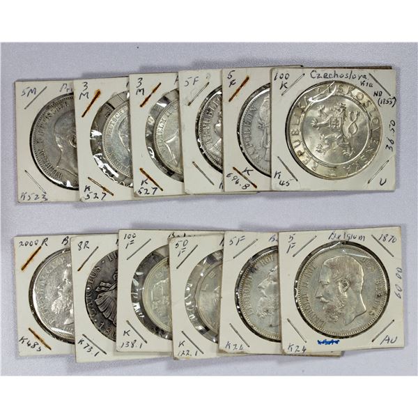 WORLDWIDE: LOT of 12 halfcrown- & crown-sized coins