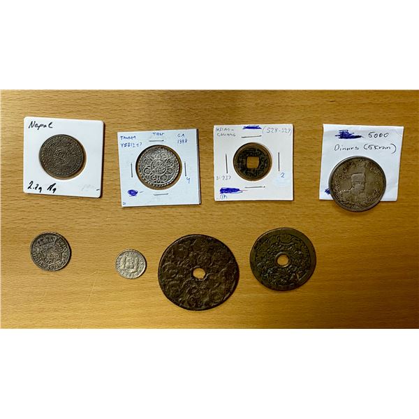 WORLDWIDE: LOT of 6 coins & 2 charms