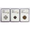 Image 1 : WORLDWIDE: LOT of 3 NGC-certified coins