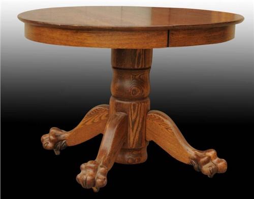 Oak Round Table With Claw Feet