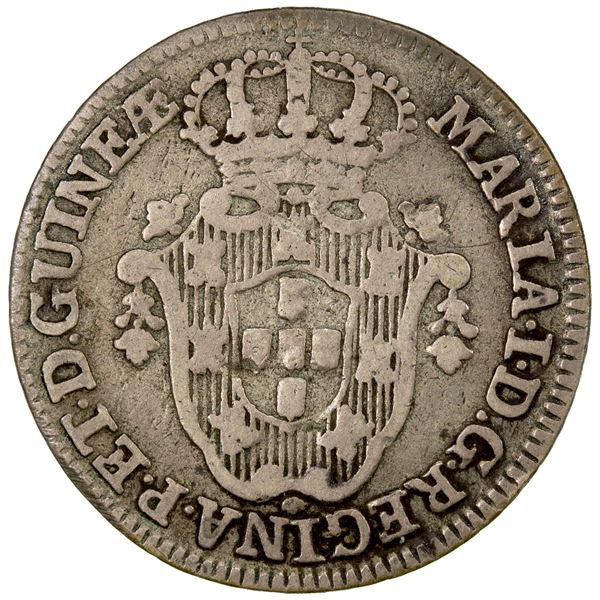 ANGOLA: Maria I, 1786-1799, AR 2 macutas, 1796, Fine