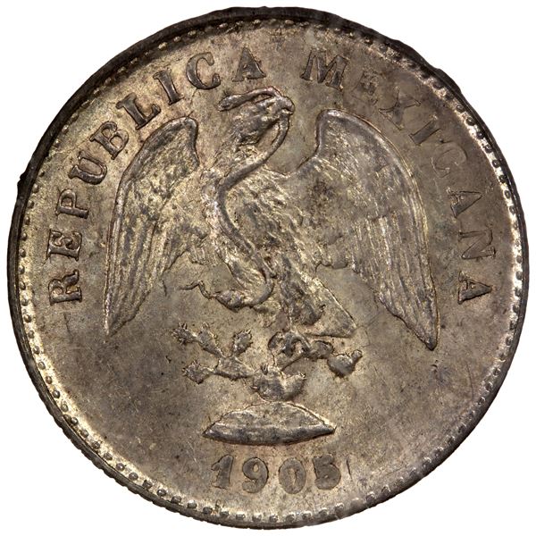 MEXICO: Republic, AR 5 centavos, 1905-Mo, NGC MS64. WINGS