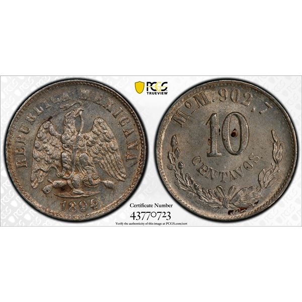 MEXICO: Republic, AR 10 centavos, 1894-Mo, PCGS MS64