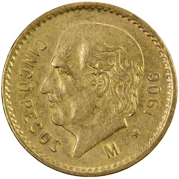 MEXICO: Estados Unidos, AV 5 pesos, 1906, EF