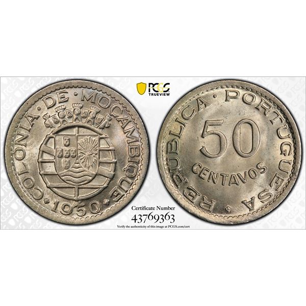 MOZAMBIQUE: 50 centavos, 1950, PCGS MS65