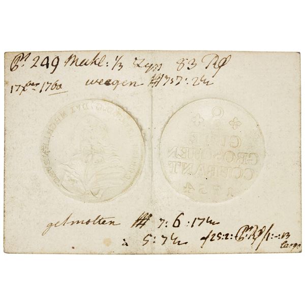 NETHERLANDS: Dutch Republic, assay receipt, 1760, Choice VF