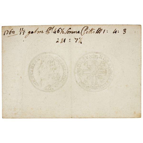 NETHERLANDS: Dutch Republic, assay receipt, 1760, Choice VF