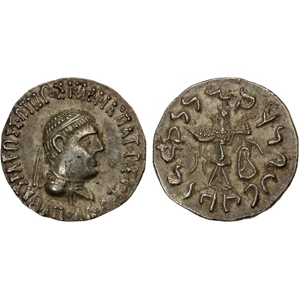 INDO-GREEK: Apollodotus II, ca. 80-65 BC, AR drachm (2.35g), VF-EF