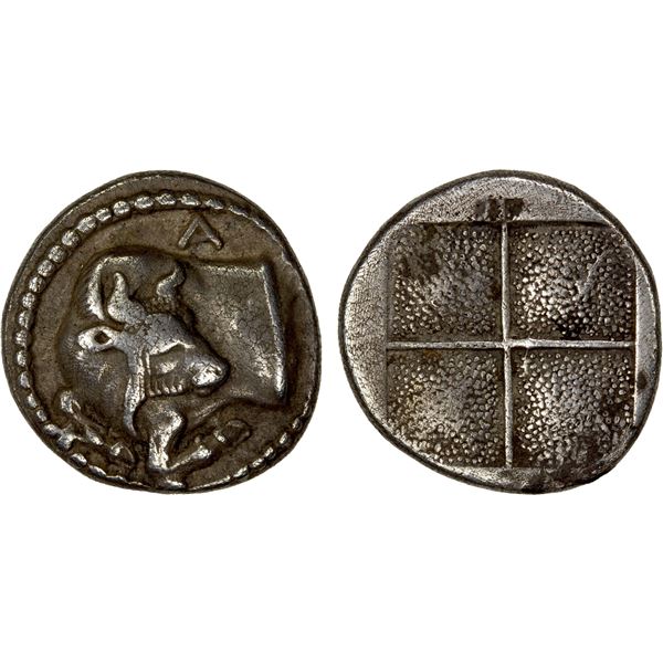MACEDONIA: Akanthos, AR tetrobol (2.25g), ca. 430-390 BC, VF