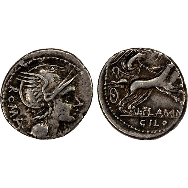 ROMAN REPUBLIC: F. Flamini Cilo, 109-108 BC, AR denarius (3.92g), Rome, VF