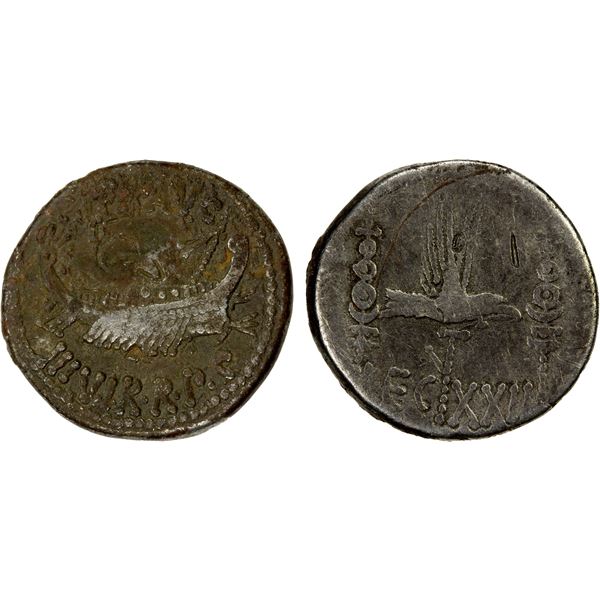 ROMAN IMPERATORIAL PERIOD: Marc Antony, as triumvir, AR denarius (3.59g), travelling military mint, 