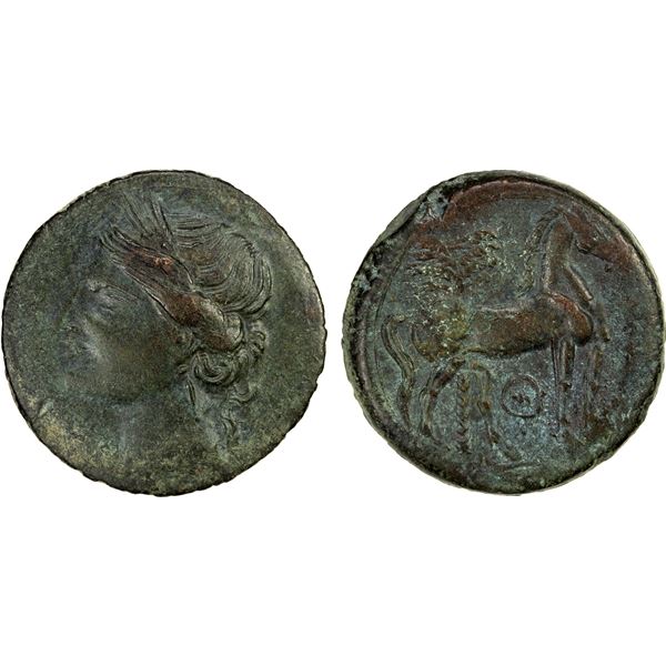 CARTHAGE: AE trishekel (18.57g), ca. 220-215 BC, Choice VF