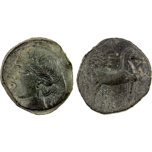 CARTHAGE: AE trishekel (16.55g), ca. 220-215 BC, VF-EF