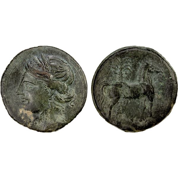 CARTHAGE: AE trishekel (19.24g), ca. 220-215 BC, Choice VF