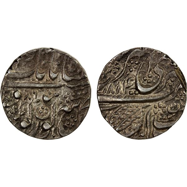 SIKH EMPIRE: AR nanakshahi rupee (11.11g), Amritsar, VS[18]86, choice EF