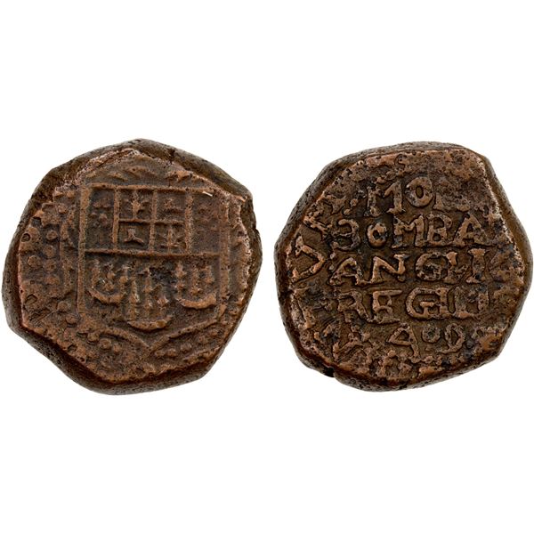 BOMBAY PRESIDENCY: Anonymous, 1672-1678, AE copperoon (13.89g), Bombay, year 9, choice VF