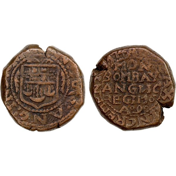 BOMBAY PRESIDENCY: Anonymous, 1672-1678, AE copperoon (13.76g), Bombay, [16]74 year 9, VF