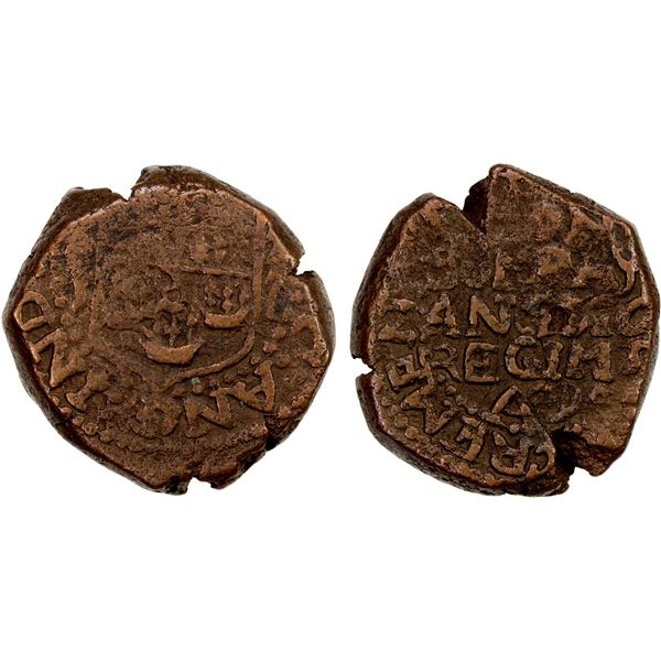 BOMBAY PRESIDENCY: Anonymous, 1672-1678, AE copperoon (13.79g), Bombay, undated (ca. 1678), VF