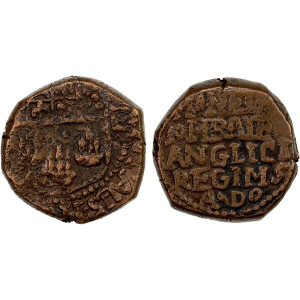 BOMBAY PRESIDENCY: Anonymous, 1672-1678, AE copperoon (13.66g), Bombay, undated (ca. 1678), choice V