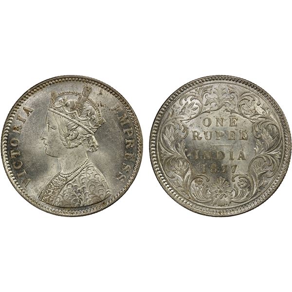 BRITISH INDIA: AR rupee, 1877(c), Unc