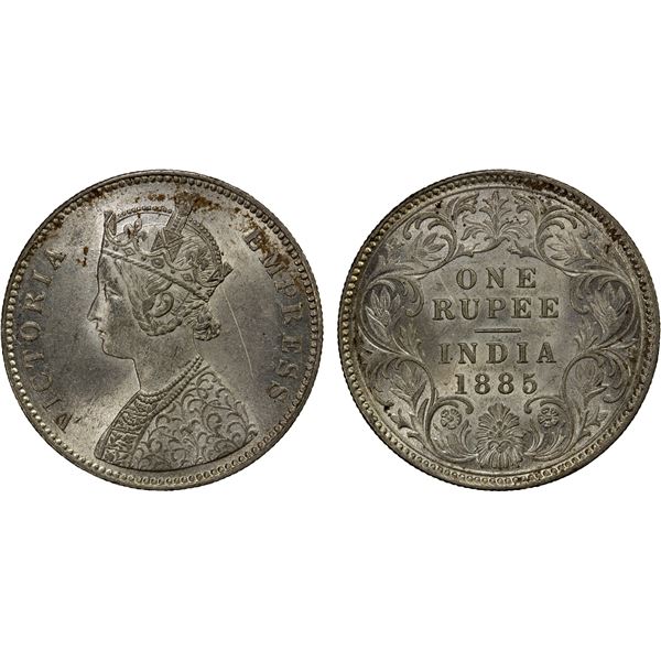 BRITISH INDIA: AR rupee, 1885-C, Unc