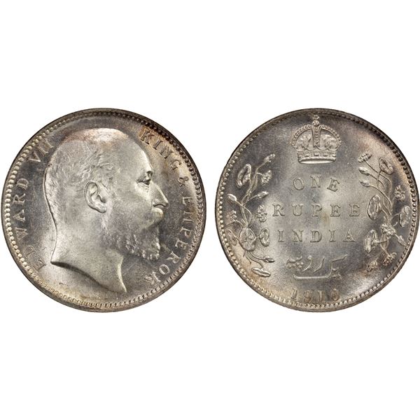 BRITISH INDIA: AR rupee, 1910(c), NGC MS62