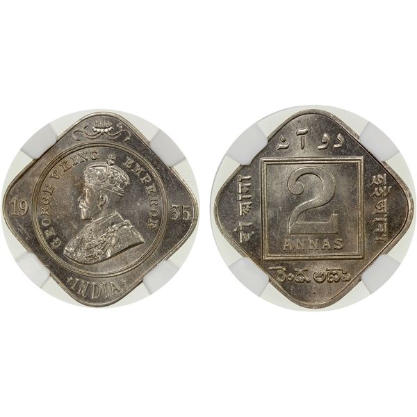 BRITISH INDIA: 2 annas, 1935(b), NGC MS64
