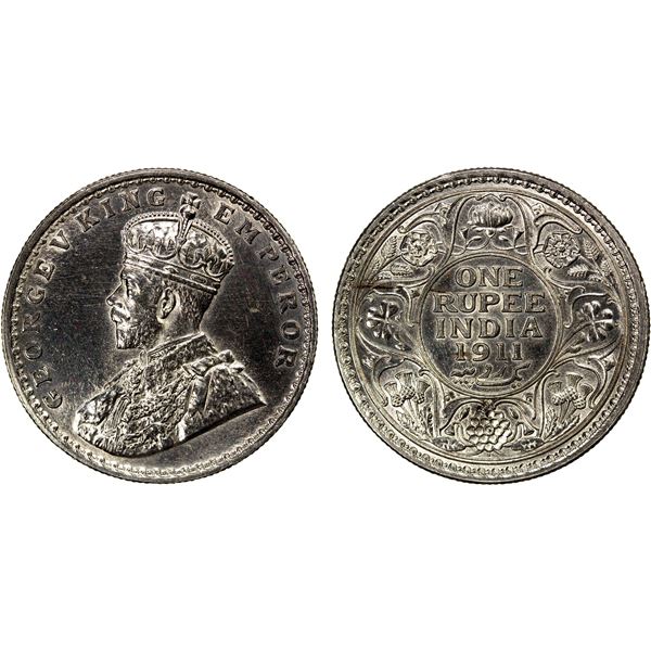 BRITISH INDIA: AR rupee, 1911(b), Unc