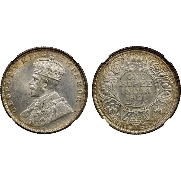 BRITISH INDIA: AR rupee, 1921(b), NGC MS64